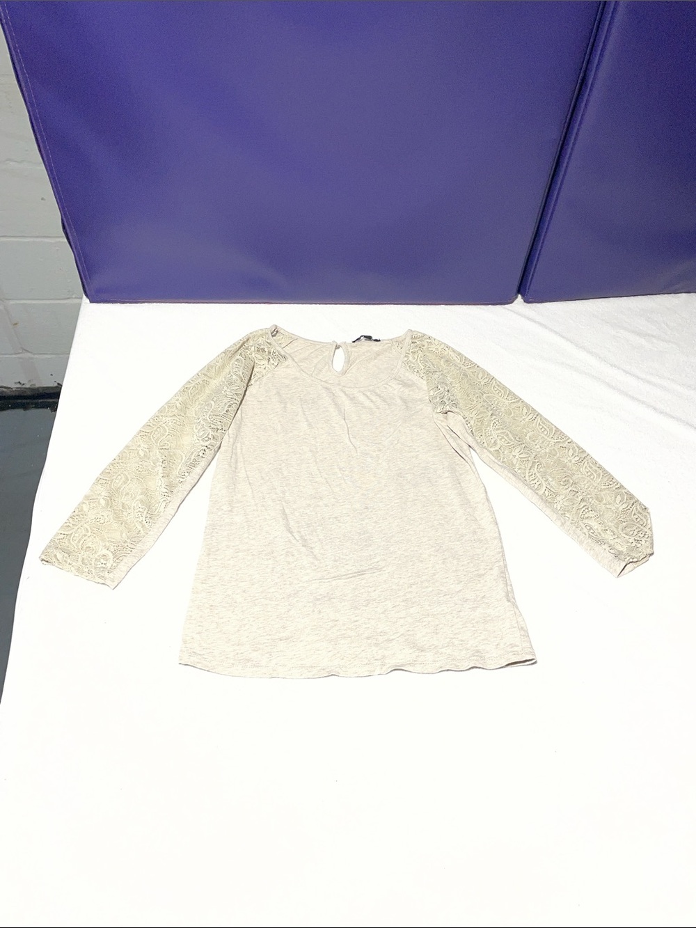 Ambiance Lace-Trim Light Beige Tank